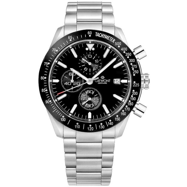 Men\ s Watch Giewont Chronograph Sapphire Silver Black GW8720-B2