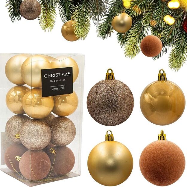SET OF 16 GOLDEN BALLS 4 TEXTURES