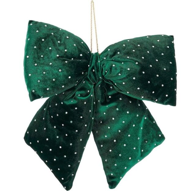 GREEN DECORATIVE BOW 30x34CM MICA