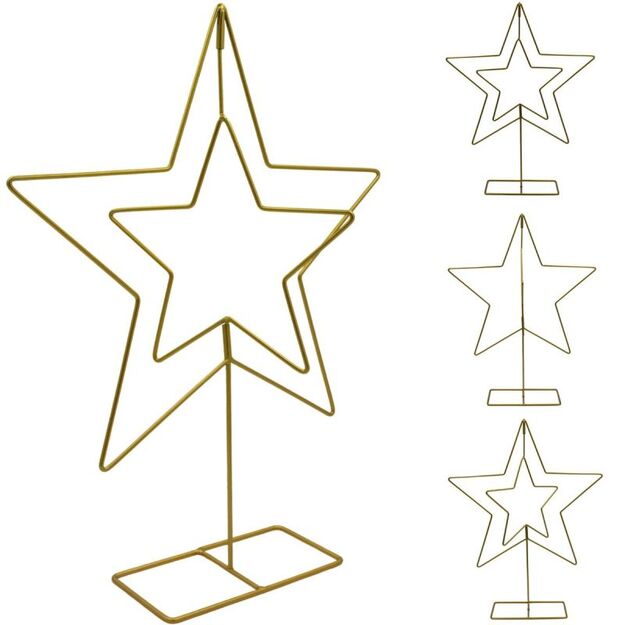 DECORATIVE STAR METAL STAND 50CM GOLD MICA