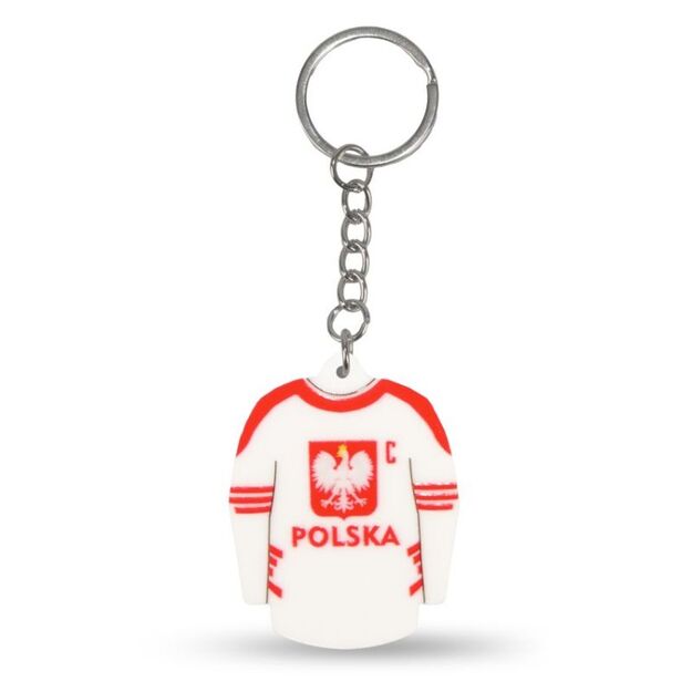 Poland hockey jersey keychain (Home) SREBBREKH-PL