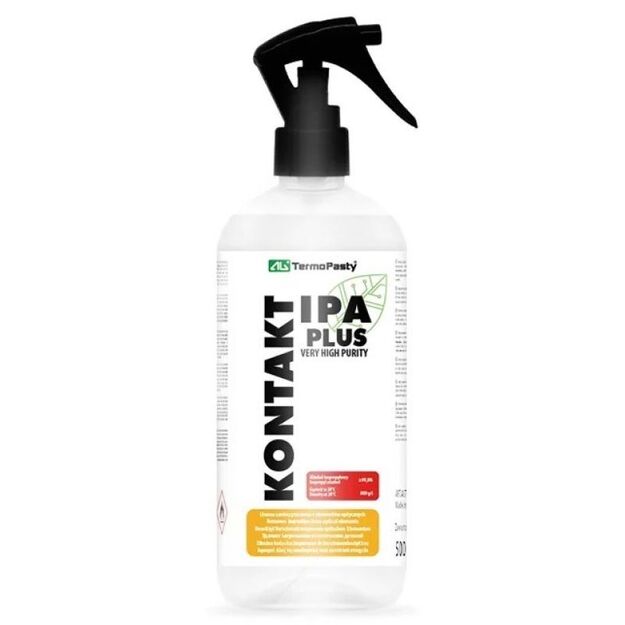 KONTAKT IPA PLUS. High-purity isopropyl alcohol. Removes all contaminants from optical elements. Leaves no residue or stains. Has degreasing properties. 500 ml plastic bottle.
