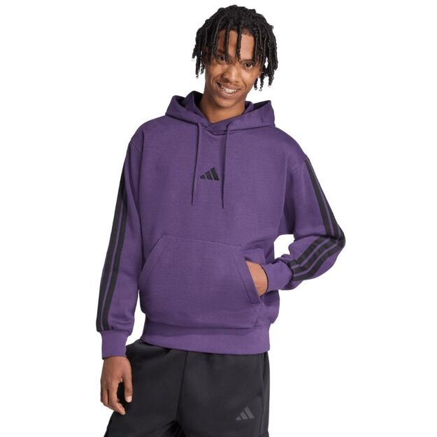 Men\ s adidas Essentials 3-Stripes Fleece Sweatshirt Purple JX0740