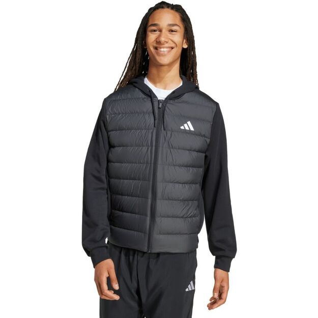 Men\ s adidas Essentials Climawarm Hybrid Down Hooded Jacket Black KA5251