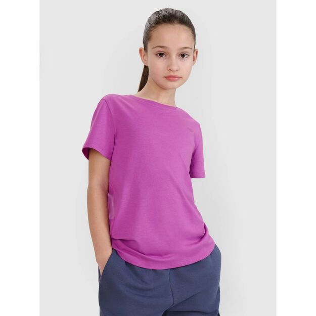 Regular plain girls\  T-shirt 4F 4FJWSS25TTSHF2177-50S