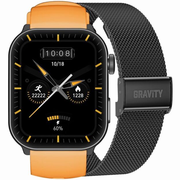 Men\ s Smartwatch GRAVITY GT28-2 Strap + Bracelet Orange Black