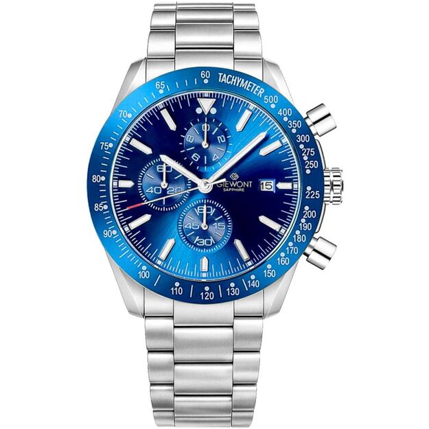 Men\ s Watch Giewont Chronograph Sapphire Silver Blue GW8720-B3