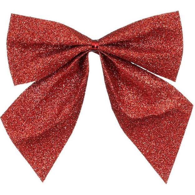 RED DECORATIVE BOW 10x12CM 6PCS MICA