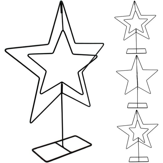 DECORATIVE STAR METAL STAND 50CM BLACK MICA