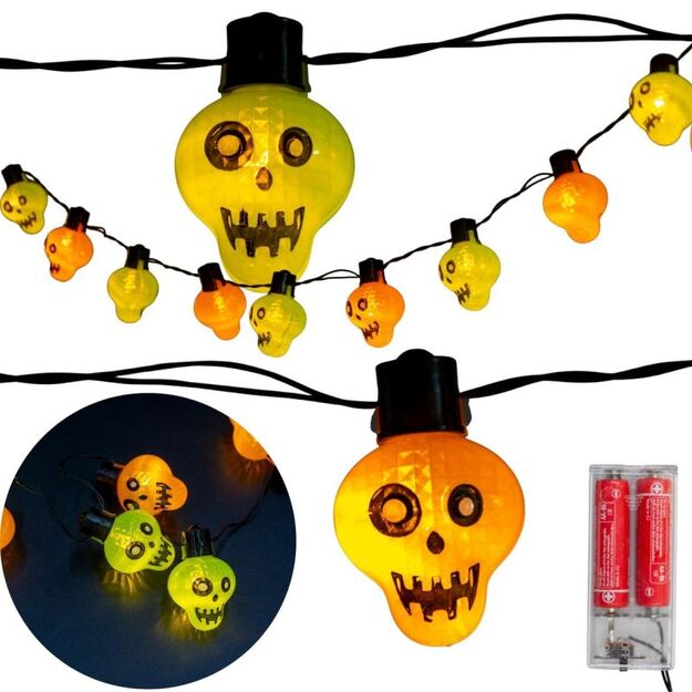 HALLOWEEN SKULL GARLAND 10LED