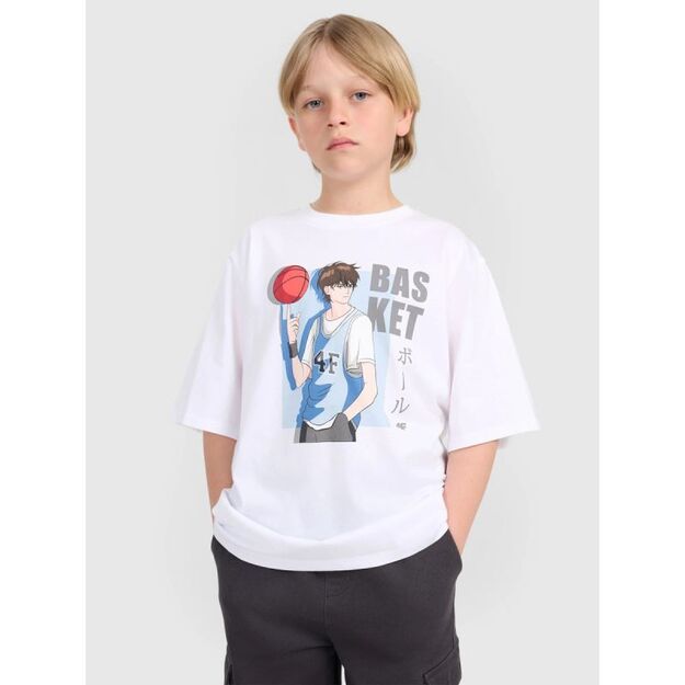 Boy\ s oversize T-shirt with print 4F 4FJRAW25TTSHM3062-10S