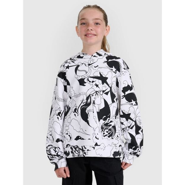 Girls\  sweatshirt with hood, open, 4F 4FJRAW25TSWSF2348-90A