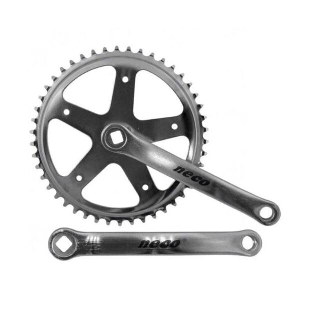 NECO 46 tooth crankset 1/2 x1/8  square set silver