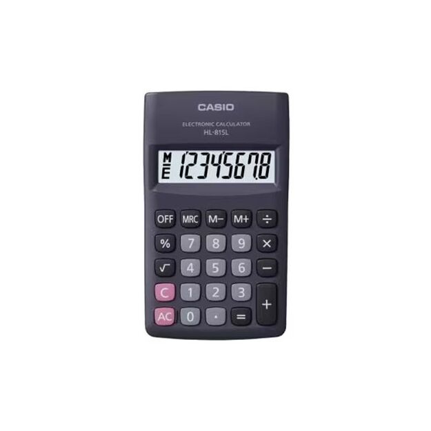 CASIO Pocket Calculator HL-815L-BK BOX, 8-digit, 69.5x118mm, black