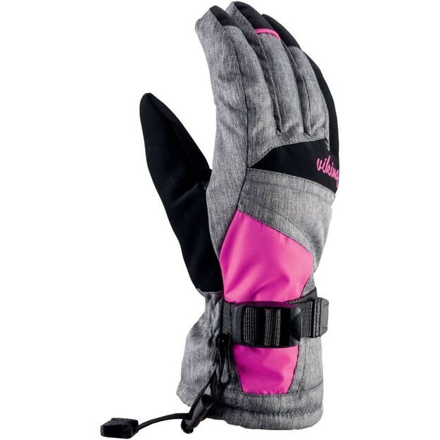 Viking Ronda Ski Lady women\ s ski gloves with adjustable drawstring, insulated, gray-pink (113/20/5473/46)