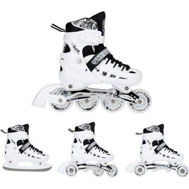 NH10905 4in1 WHITE LED SIZE S(31-34) ROLLER SKATES WITH DIMENSIONAL HOCKEY BLADE NILS EXTREME