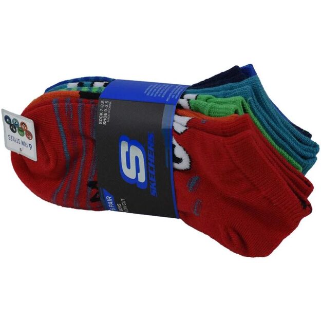 Skechers 6pk Boys Non Terry Low Cut Socks S115172-RDMT Multicolored 31-34
