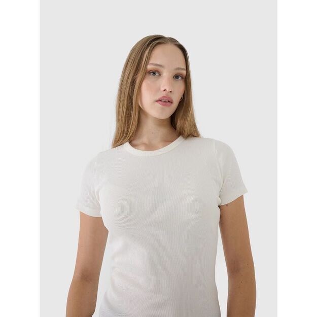 Women\ s slim ribbed t-shirt 4F 4FWSS25TTSHF1968-11S
