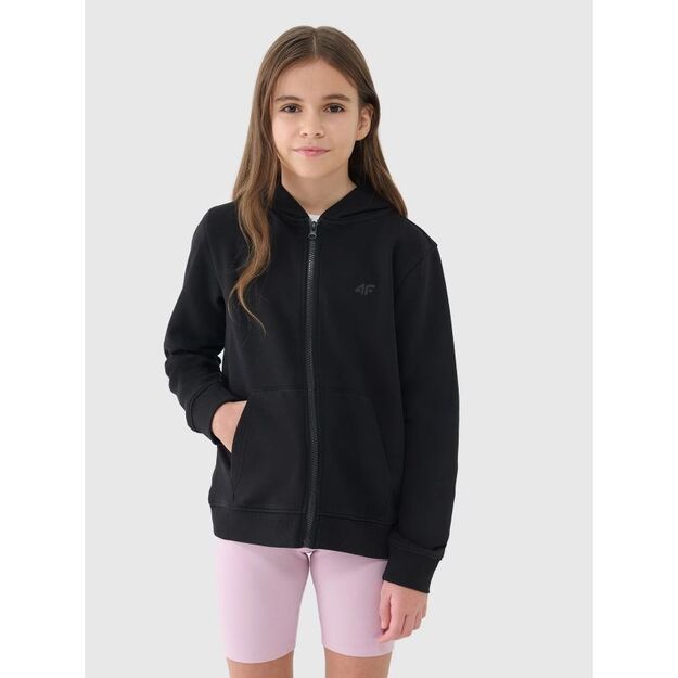 Girls\  sweatshirt with a zipper and hood 4F 4FJWSS25TSWSF1706-20S