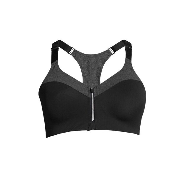 CASALL Front Zip Sports Bra Gray