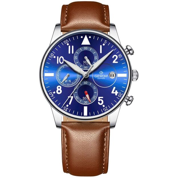 Men\ s Watch Giewont Chronograph Sapphire Brown Blue GW5630-A6