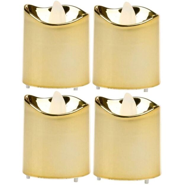 SET OF 4 GOLD TEA LIGHT LED CANDLES