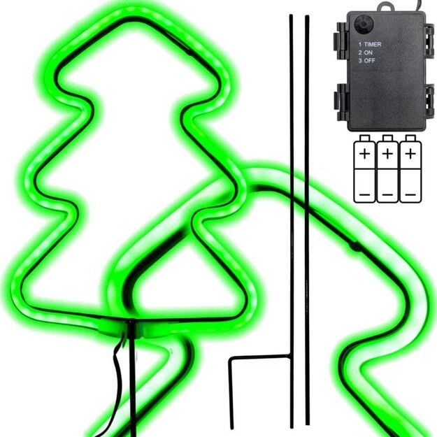 NEON CHRISTMAS TREE GREEN 87 LED BATTERY-OPERATED 16x91CM LUCA