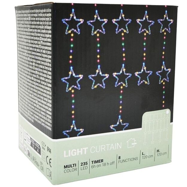 CHRISTMAS TREE LIGHTS LIGHT CURTAIN 120x120 CM 235LED MULTICOLOR STARS