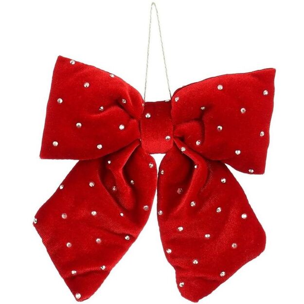 RED DECORATIVE BOW 15x17CM MICA