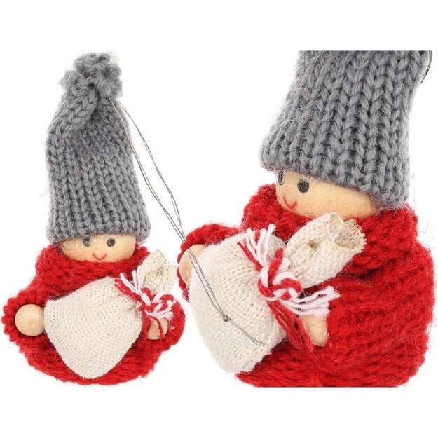 DECORATIVE DOLL WITH BAG RED GIRL 7.5 CM