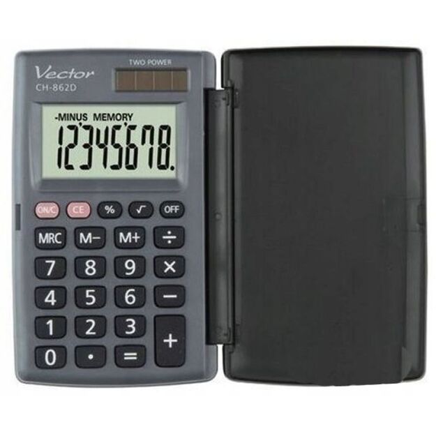 Vector KAV CH-862D Flip Pocket Calculator, Gray