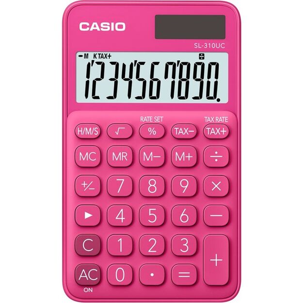 CASIO POCKET CALCULATOR SL-310UC-RD RED, 10-DIGITAL DISPLAY