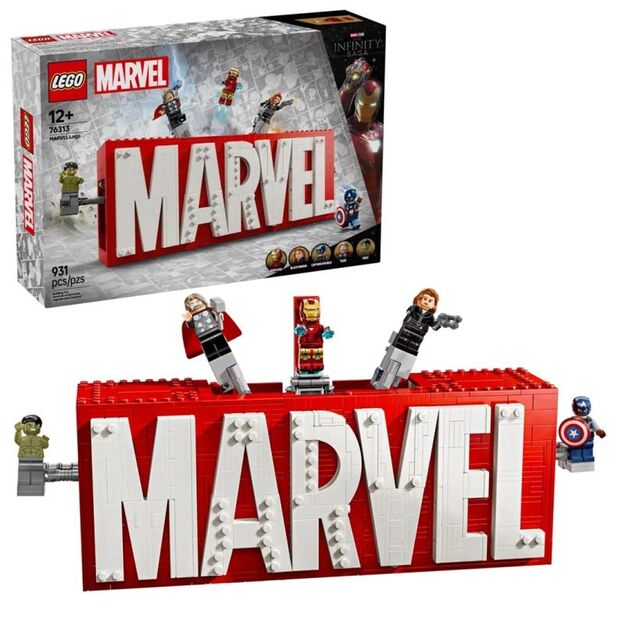 LEGO MARVEL SUPER HEROES 76313 MARVEL logo with minifigures