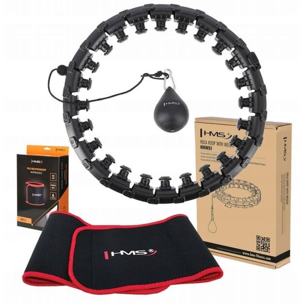 Hula Hop HMS HHW01 with weight and protrusions black + BR163 red belt included