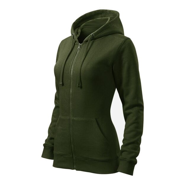 Women\ s Trendy Zipper Sweatshirt (Military)
