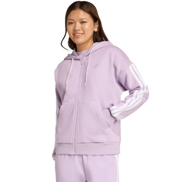 Women\ s adidas Essentials 3-Stripes Full-Zip Fleece Hoodie Purple JY3080
