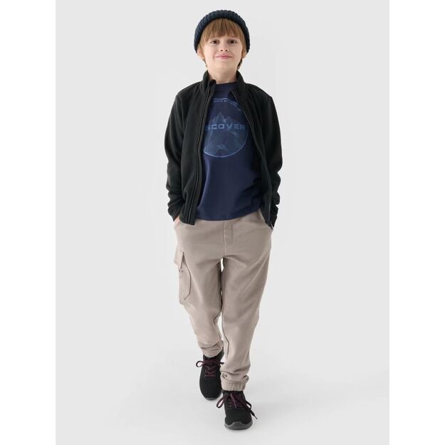 Regular fleece with stand-up collar for boys 4F Junior 4FJWMM00TFLEM245-20S