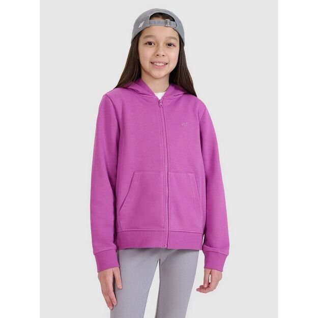 Girls\  sweatshirt with a zipper and hood 4F 4FJWSS25TSWSF1706-50S