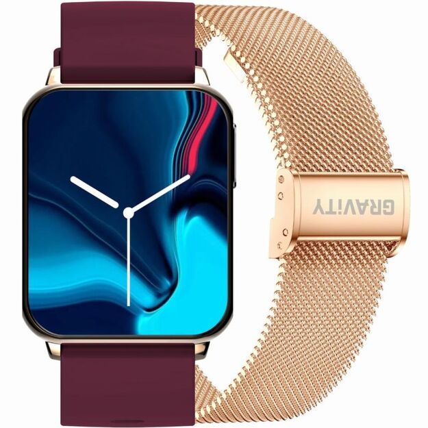 Smartwatch Gravity Rose Gold Burgundy 2 Straps GT17-6