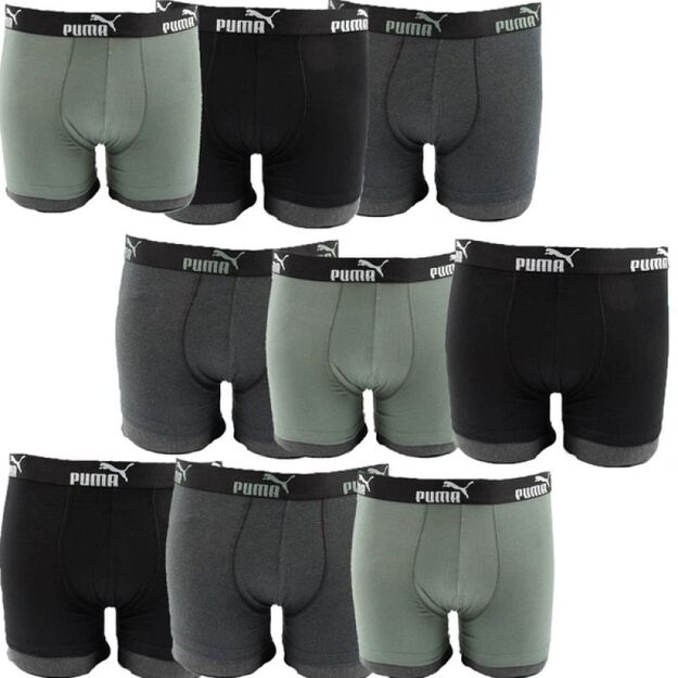 Puma Men\ s Boxer Briefs 9-Pack Black Gray Khaki Comfortable Cotton