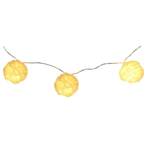 FUR BALL GARLAND LAMPS BATTERY-OPERATED 50MM LED WARM WHITE