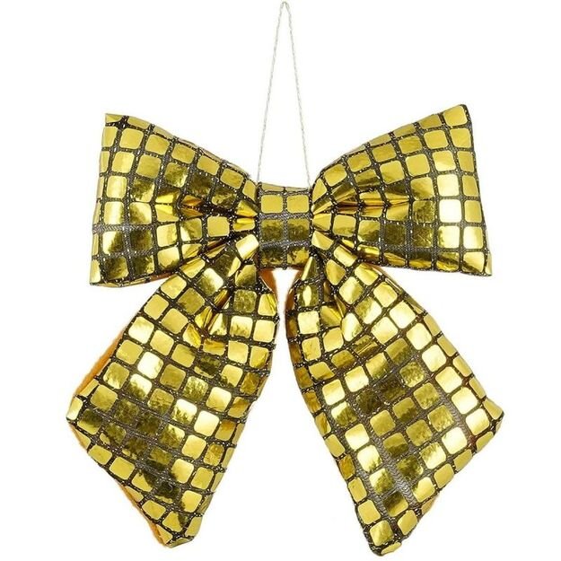 DECORATIVE GOLD BOW 15x17CM MICA