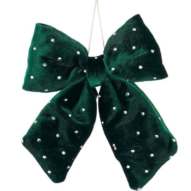 GREEN DECORATIVE BOW 15x17CM MICA