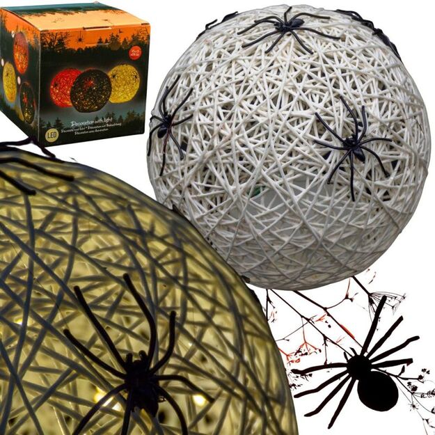 DECORATIVE BALL LAMP WITH SPIDER LED 15CM HALLOWEEN WHITE