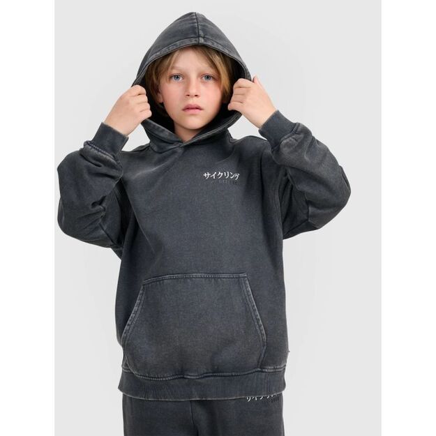 Boy\ s sweatshirt with hood, open, 4F 4FJRAW25TSWSM2344-22S