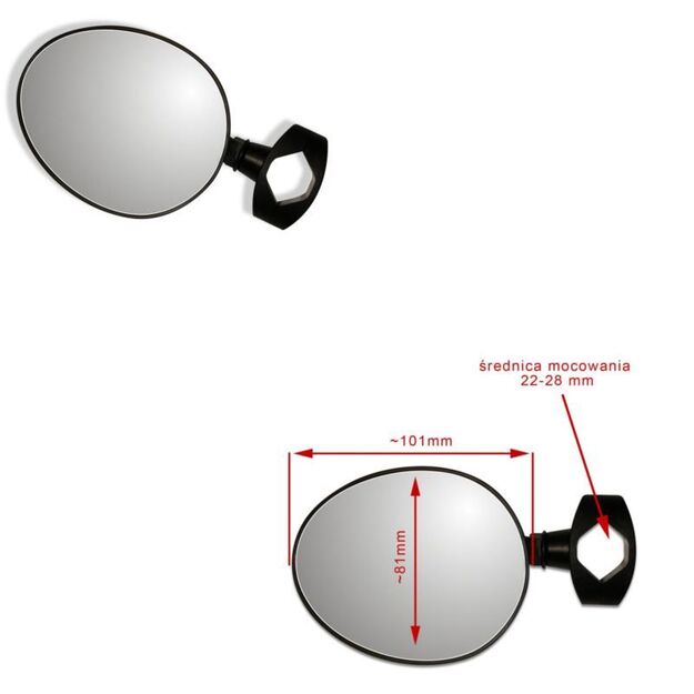 AJS mirror with clamp, black