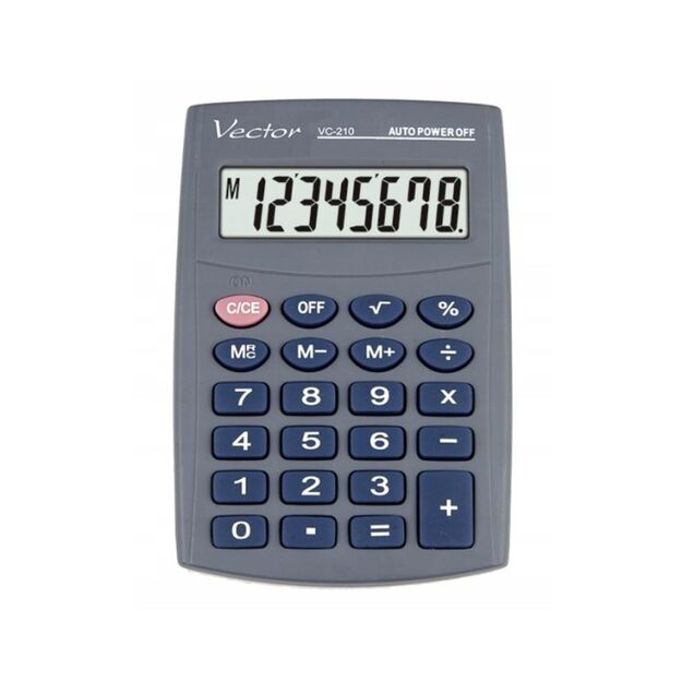 Vector KAV VC-210III Pocket Calculator, 8-digit, 64x98.5mm, gray