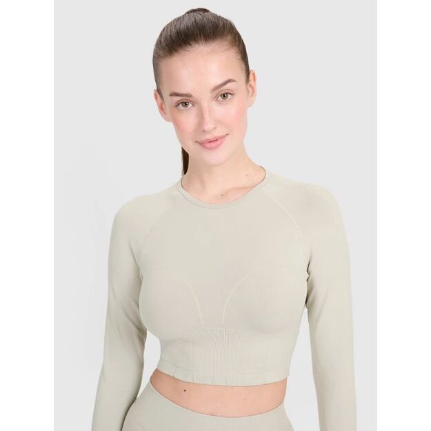 Women\ s training longsleeve crop top with cutout back 4F 4FRSS25TFLOF486-83S