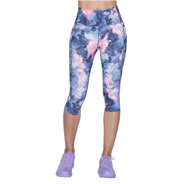 Skechers Go Walk High Waisted Summer Rose Capri Leggings CP1-NVHP Multicolor XS