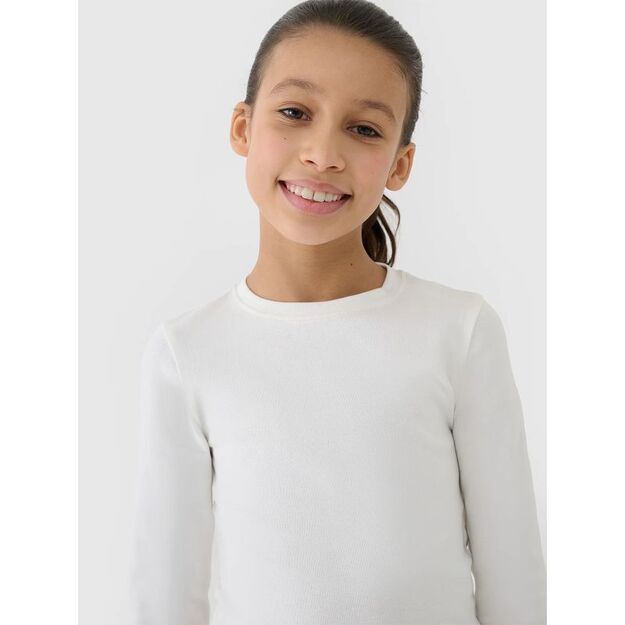 Longsleeve slim crop top plain girls 4F 4FJWSS25TLONF430-11S